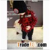 Boys' flannel shirt with letter printed on chest