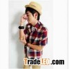 Free Shipping Men's plaid short sleeve cotton shirt