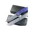 Folding blade knife pocket knife with titanium blue handle