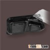 Disposable plastic black compartments food container