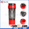 600ml plastic protein shaker bottle with filter and containe