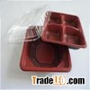 plastic disposable fast food lunch box with a clear lid