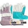 Cow split leather work gloves