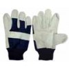 Knitted wrist leather palm gloves