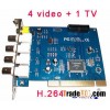 H.264 4Ch DVR PCI Card 50/60FPS Security Camera Card