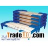 plastic bed with wooden board