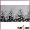 Black flower geometric embroidery design sparkle mesh fabric
