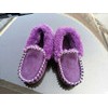 purple color handmade sheepskin slippers
