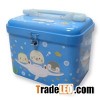 Square Tin Coin Bank with Buckle