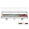curved glass serve over showcase with pedestal leg or under
