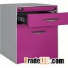 Pink Narrow Edge Two Drawers Mobile Pedestal With Metal Handles