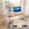 Modern Wood And Steel Home Office Desk Computer Table With Shelves E1 Grade Chipboard Desk With Book