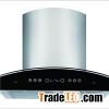 Touch Control 3 Speeds Aluminum Flat Filter Box Chimney Cooker Hood Stainless Steel & Black Glass Ra