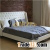 Luxury French Style High Wing Headboard Fabric Bed BED-F-018