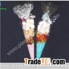 Clear Cone Shaped BOPP Confectionery Bags 150g Cone Treat Bags