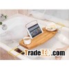 Bamboo bathtub caddy bath tray with reading rack, wine holde